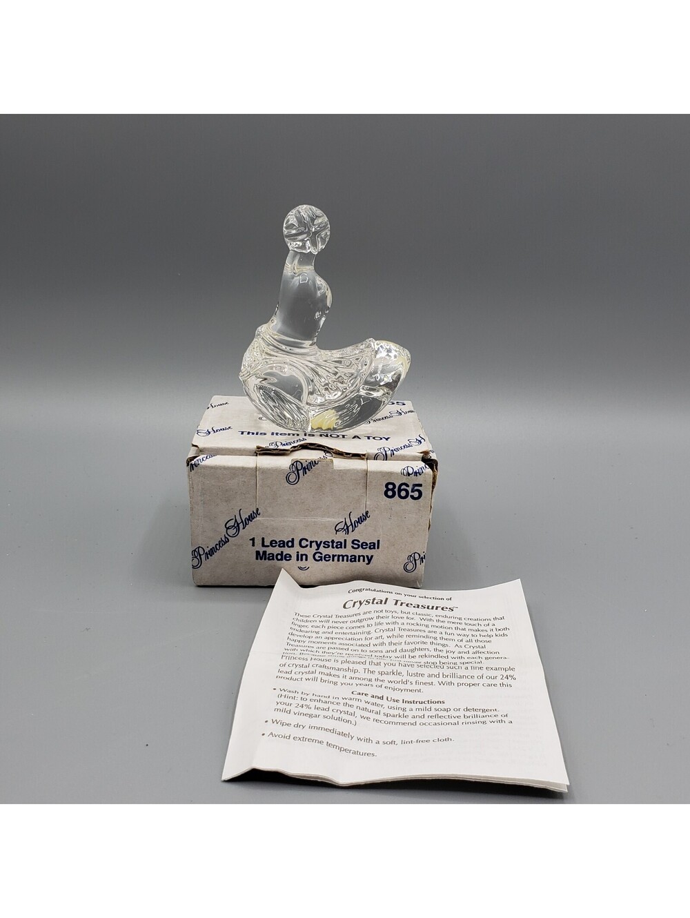 Vintage Lead Crystal Rocking Seal Figurine Germany Princess House #865 MIB
